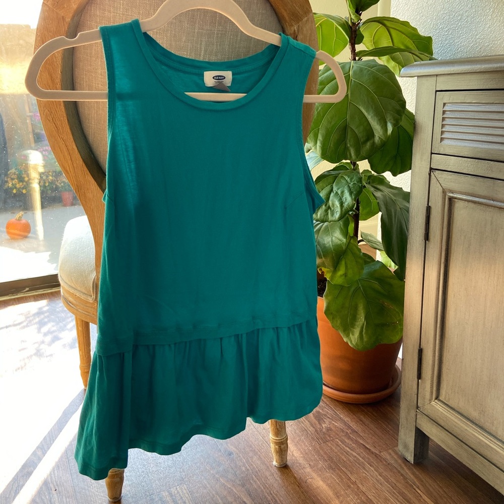 Turquoise Ruffle Tank